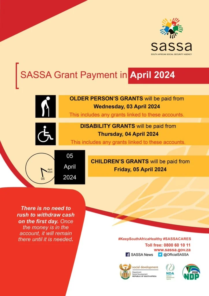 sassa payment dates for april 2024